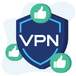 VPN Schild mit grünen Daumen hoch, Symbol für Vorteile eines VPN