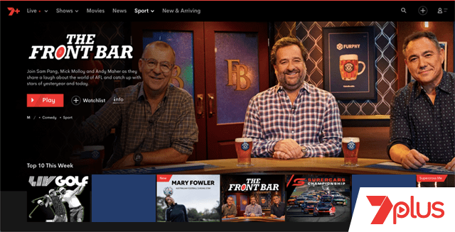 7plus Streaming-Online-Plattform, mit Logo in der Ecke