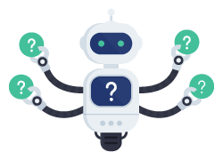 Robot holding question marks
