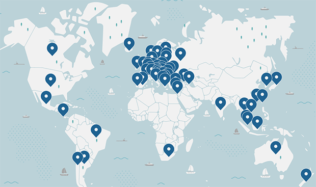 weltweit verteilte Server von NordVPN