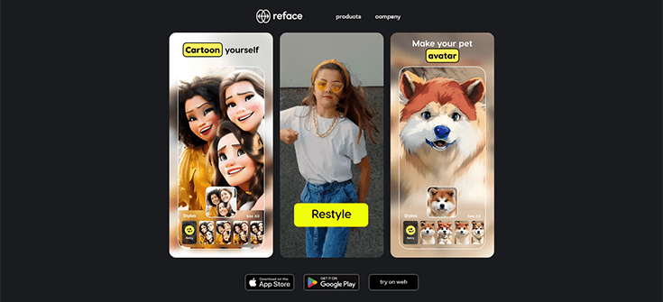 Screenshot Startseite Reface Face Swap