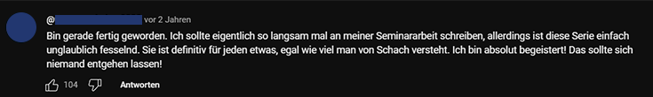 YouTube-Kommentar zum Trailer von Das Damengambit.