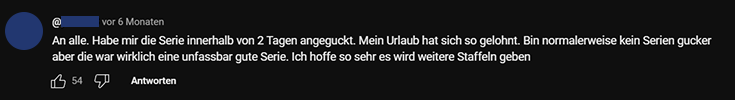 YouTube-Kommentar zum Trailer von Night Agent.