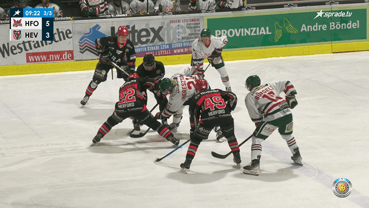 Screenshot von SpradeTV, Oberliga-Nord Spiel Herforder Eishockey Verein vs. Hannover Scorpions