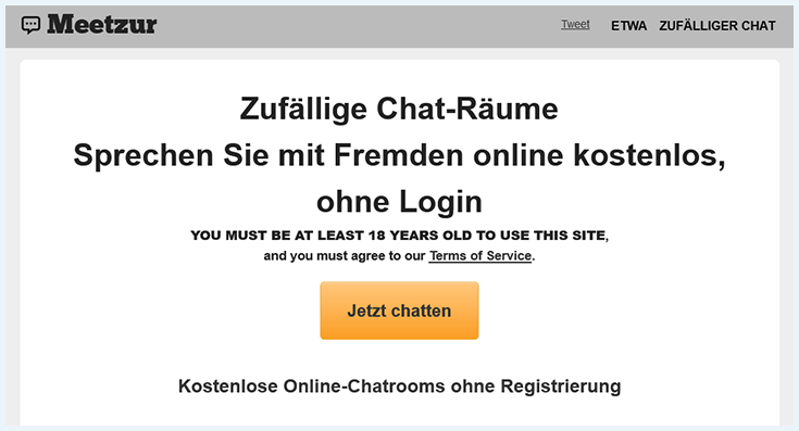 Screenshot Meetzur Kostenloser Online Chat ohne Anmeldung