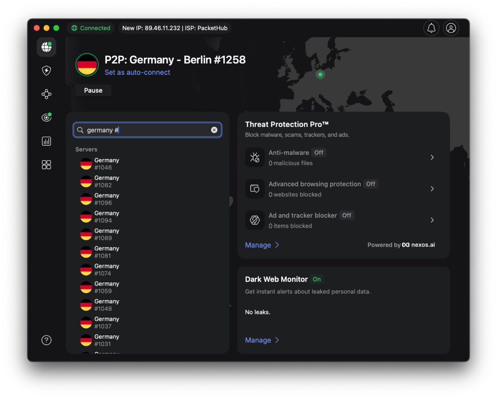 NordVPNs umfangreiches Serverangebot umfasst Standorte in Berlin und Frankfurt