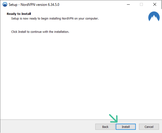 Installationsfenster von NordVPN