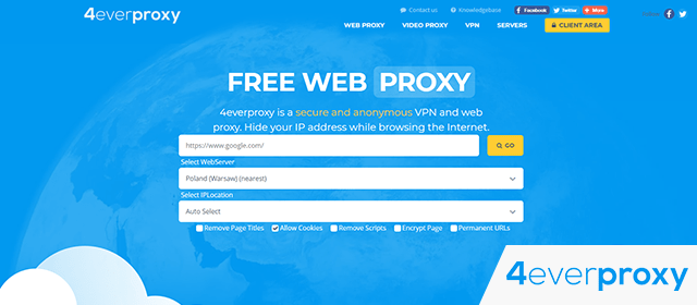 Captura de pantalla con 4EverProxy con logo