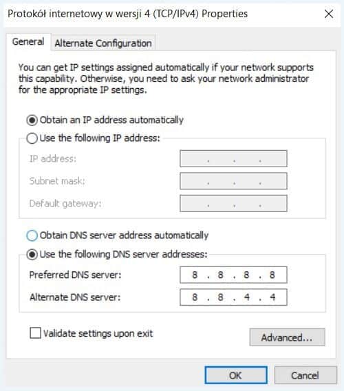 configuracion dns Windows 10