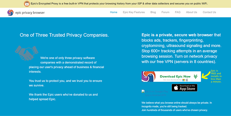 Epic Privacy Browser uno de los secure browser