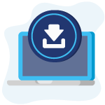 Icono de descarga sobre laptop