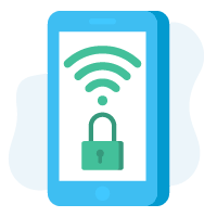 Smartphone que muestra señal de Wifi y un candado