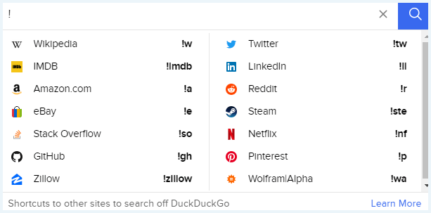 DuckDuckGo !Bangs