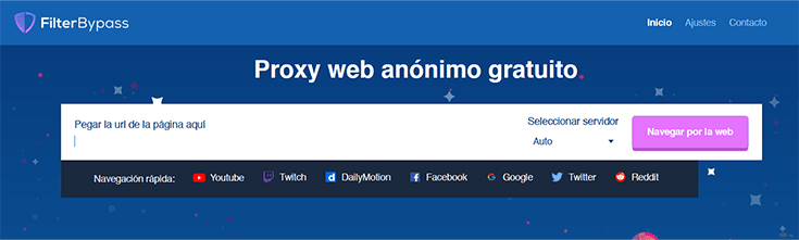 Página web en español de proxy Filter Bypass
