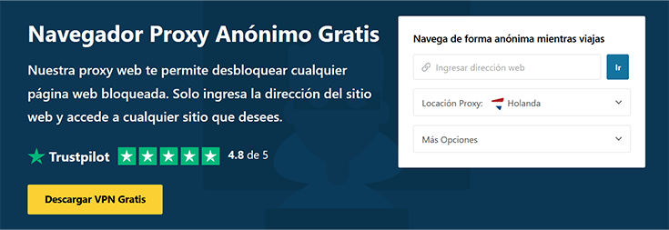 Página web en español del navegador proxy de Hide-me