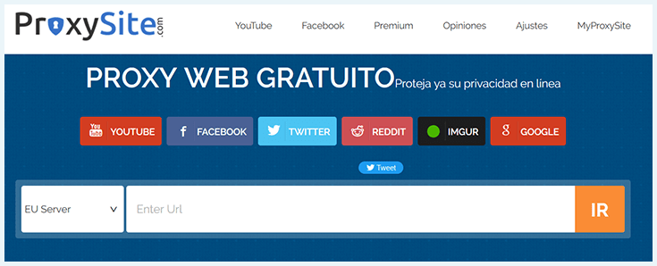 página web en español del sitio ProxySite
