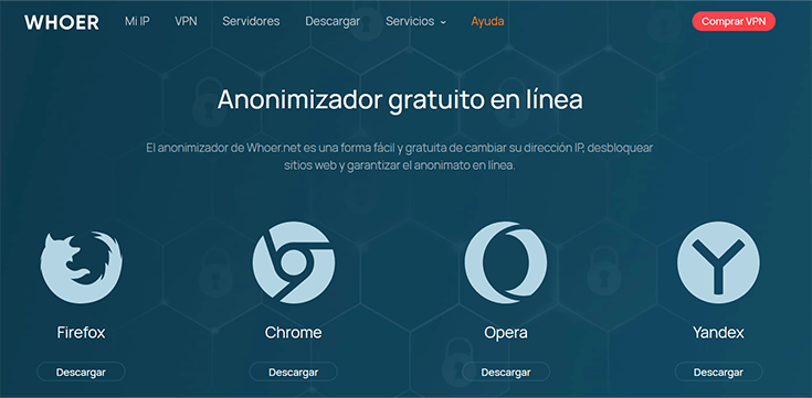 página web en español del sitio proxy Whoer