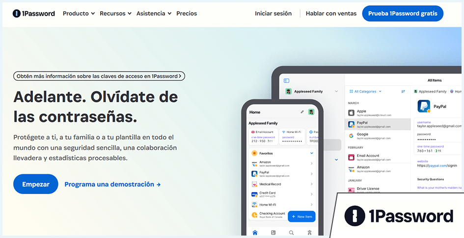 1password seguridad contraseñas