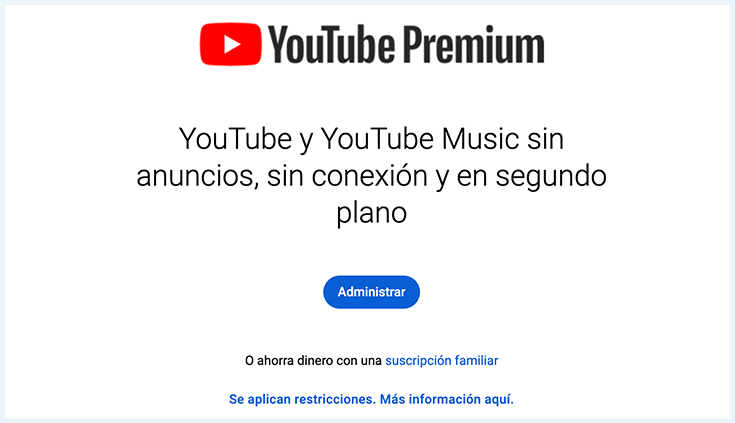 captura en español youtube premium barato