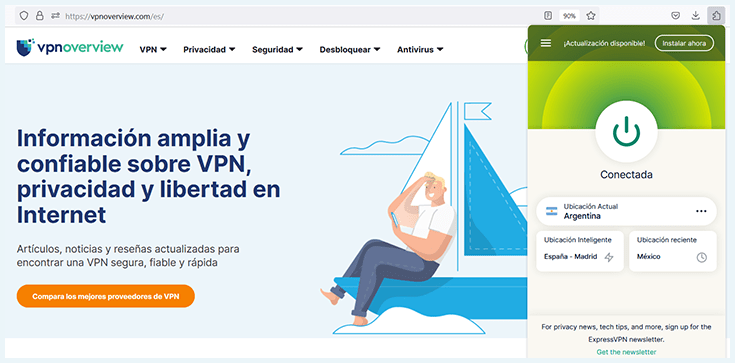 Caputra de Firefox con extensión de ExpressVPN