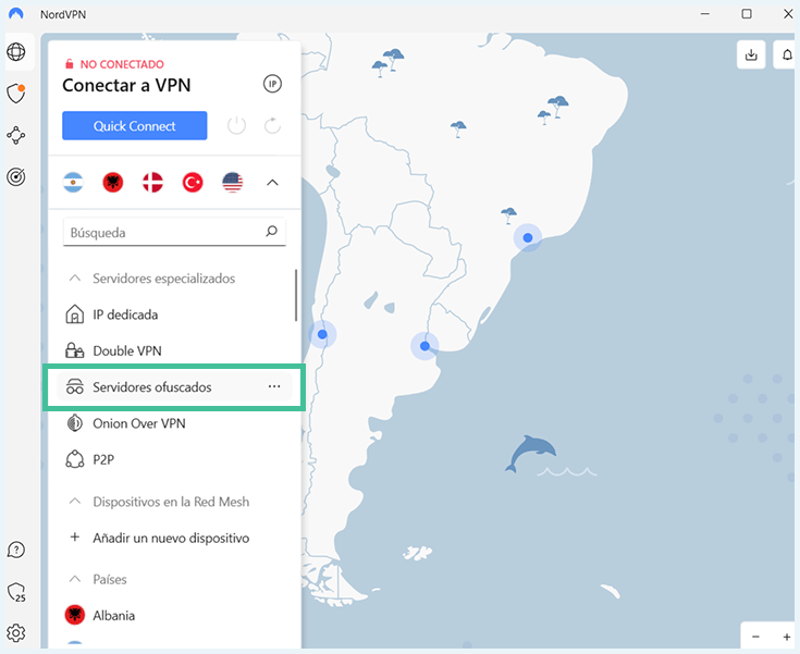 NordVPN en Windows con servidores ofuscados destacado