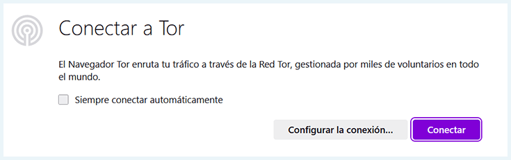 Captura de Conectar a Navegador Tor en Windows