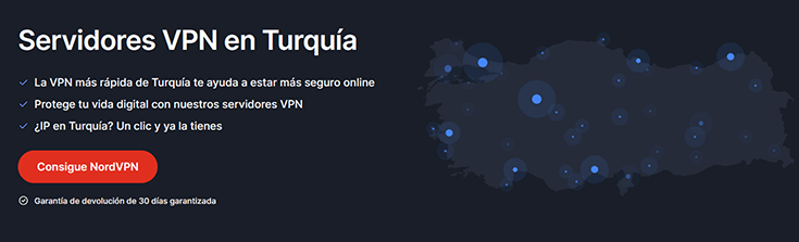 Banner web de NordVPN para Turquía en Español