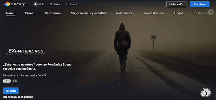 Discovery Plus en español con programa sobre extraterrestres