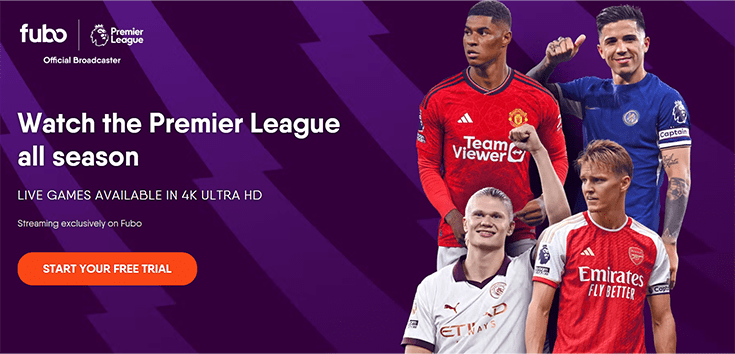 Pagina de FuboTV para ver temporada de la Premier League