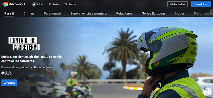 Discovery Plus con programa sobre control de carreteras
