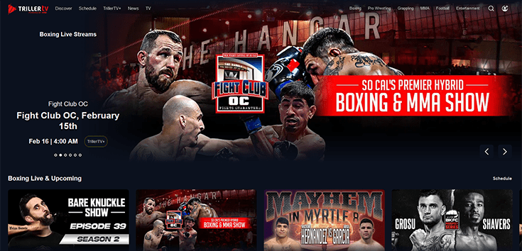 Triller TV con opciones de boxeo y combate