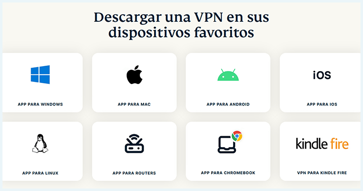 Dispositivos de ExpressVPN para descargar desde página web