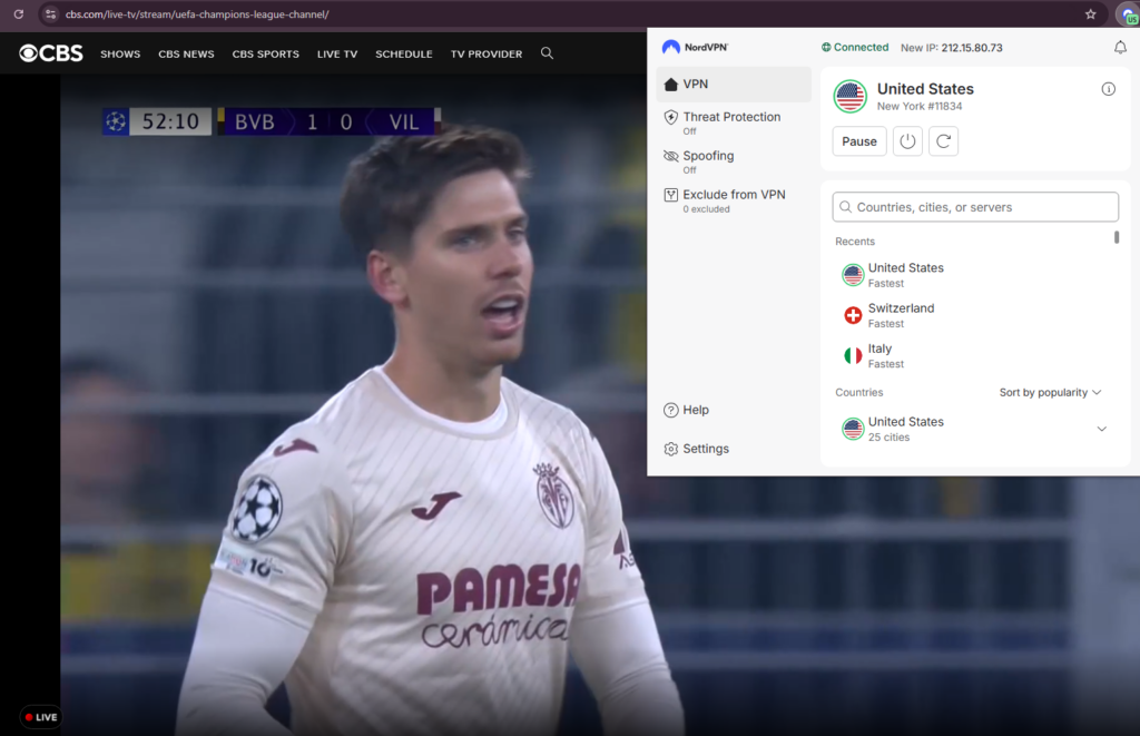 cbs streaming with us vpn