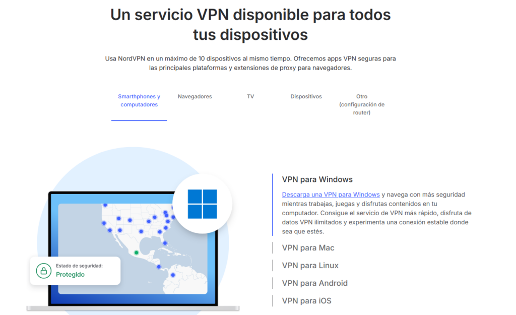 nordvpn platforms page es