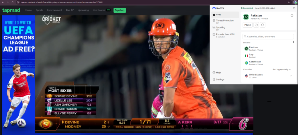 tapmad streaming with pakistan vpn