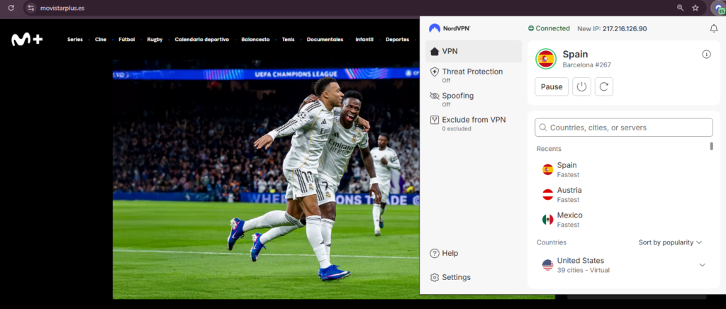 Movistar ES with NordVPN