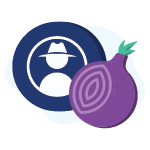 Browser de la cebolla de TOR browser onion junto al icono de incognito