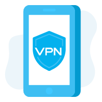 Smartphone con escudo VPN en la pantalla