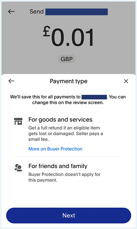 Options de paiement PayPal, y compris Amis et Famille