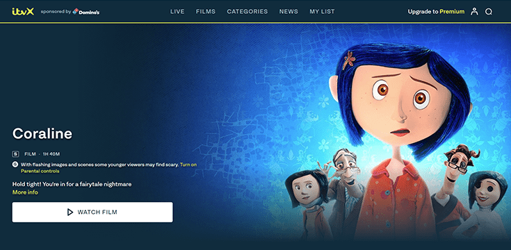 Capture d'écran de Coraline sur ITVX
