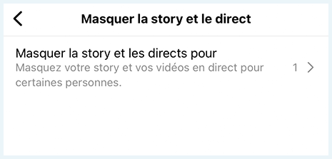 Capture d'écran des paramètres de confidentialité d'Instagram pour masquer ses stories
