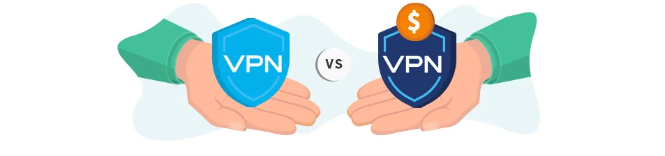 Icône d'un VPN gratuit VS un VPN payant