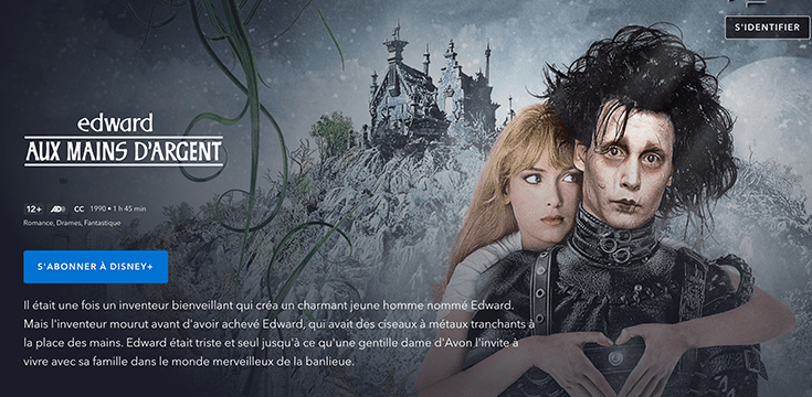 Edward aux mains d'argent, film d’Halloween disponible en streaming sur Disney+