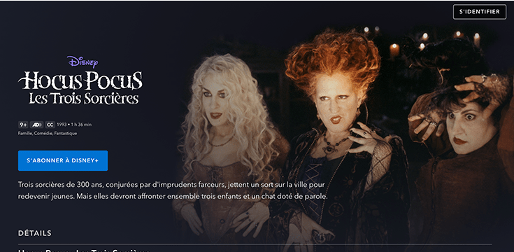 Hocus Pocus : Les Trois Sorcières, film d’Halloween disponible en streaming sur Disney+
