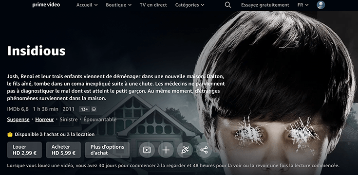Insidious, film d’Halloween disponible en streaming sur Prime Video