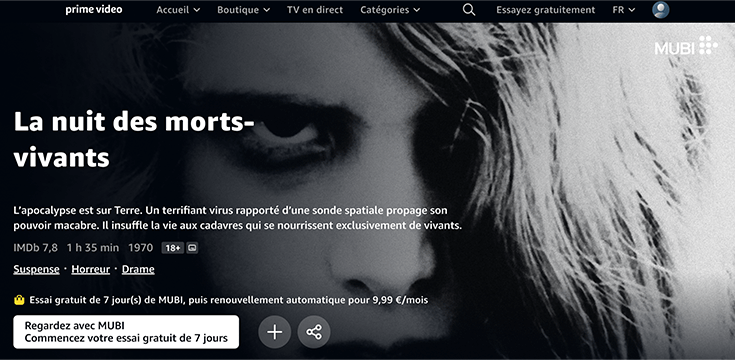 La Nuit des morts-vivants, film d’Halloween disponible en streaming sur Prime Video