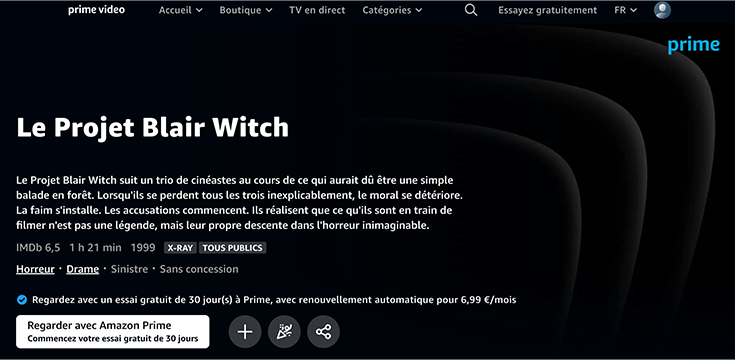 Le Projet Blair Witch, film d'Halloween disponible en streaming sur Prime Video