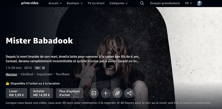 Mister Babadook, film d’Halloween disponible en streaming sur Prime Video