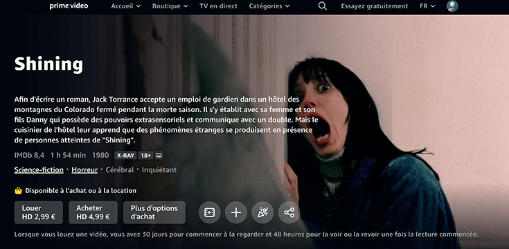 Shining, film d'Halloween disponible en streaming sur Prime Video