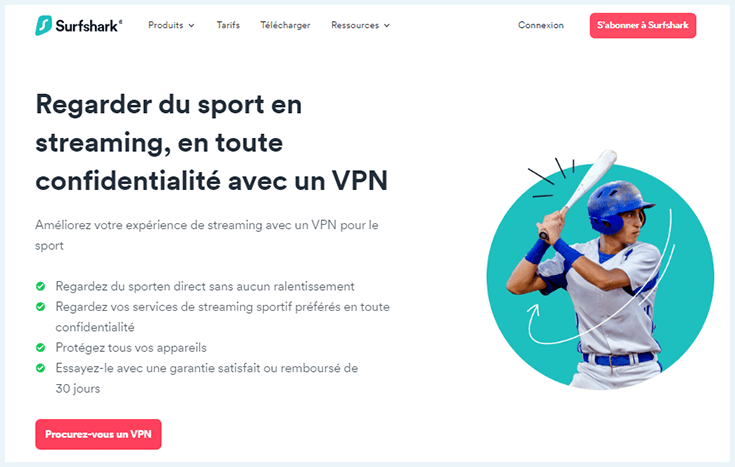 Site Surfshark streaming sportif